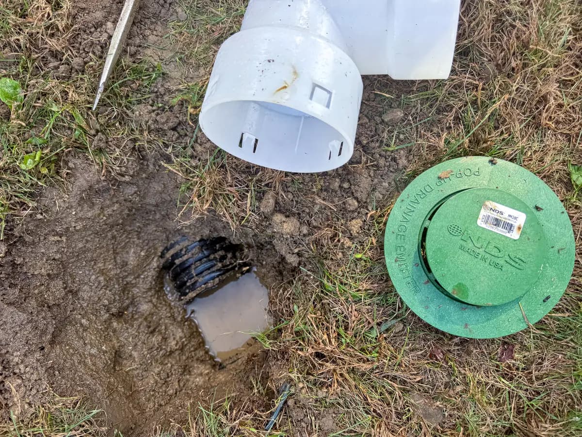 Close-up of drain cap replacement