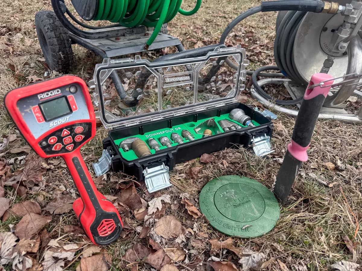 Specialized nozzles for cleaning downspout drains