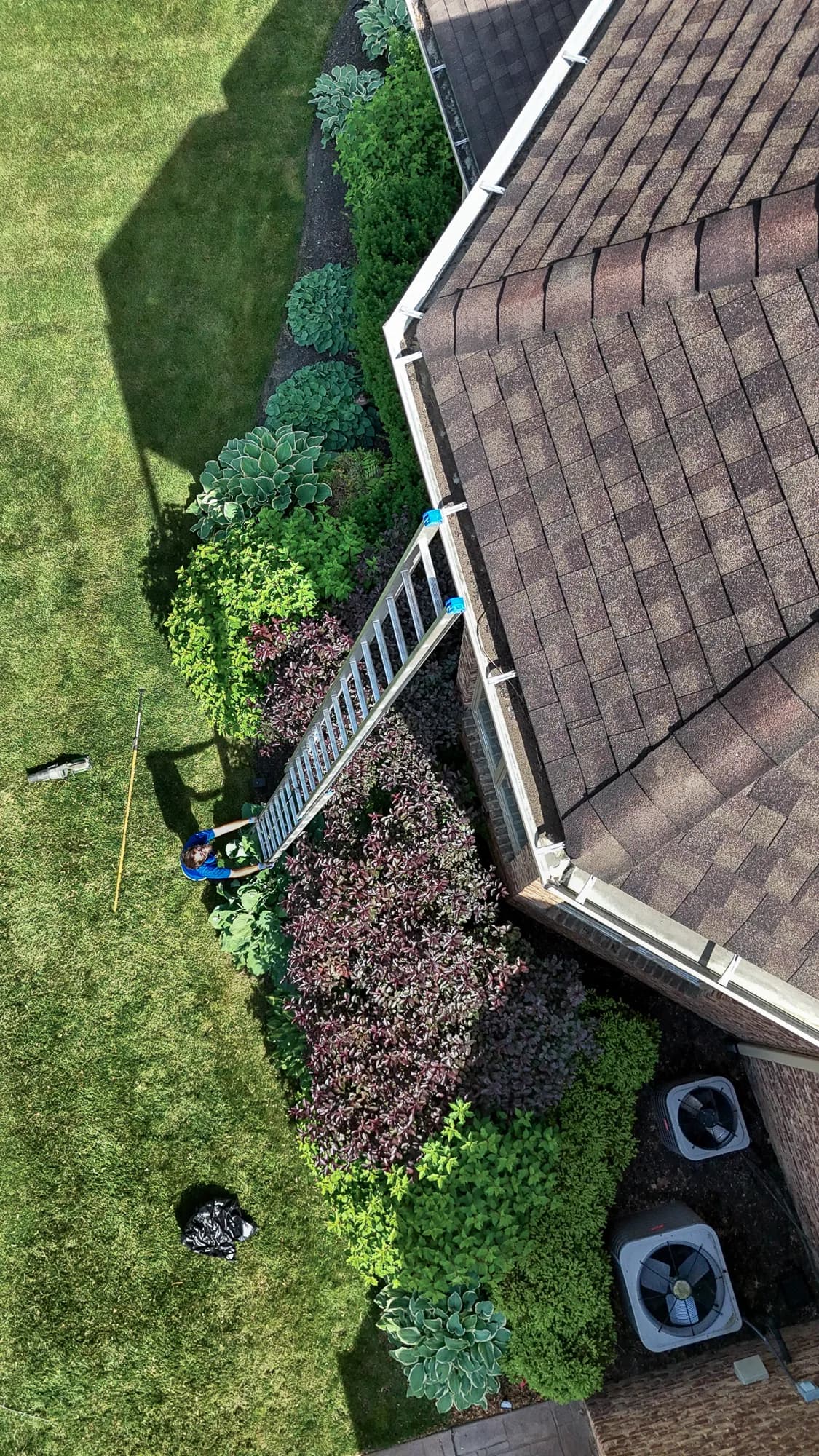 Overhead view of an Indiana roof showing just how much surface area collects rainwater